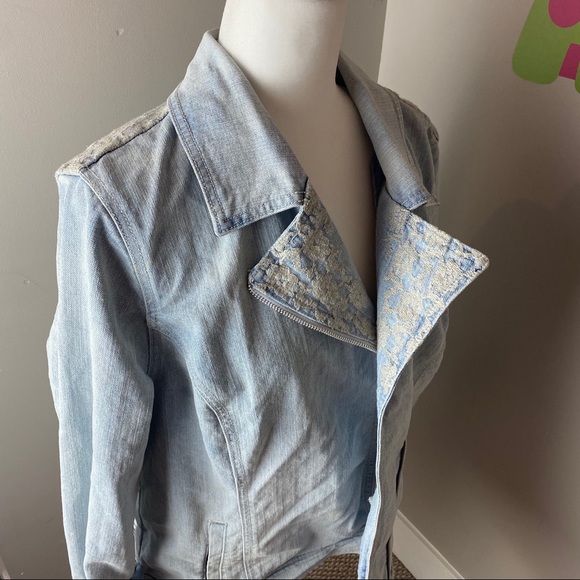 CODE BLEU DENIM JEAN LACE EMBROIDERED JACKET - Picture 9 of 11